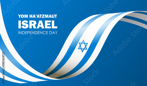 Israel flag wave art."" Vector illustration