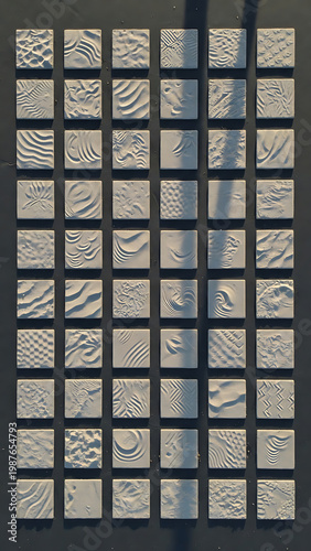 A Grid of Sand Textures Showing Various Patterns and Ripples Under Sunlight