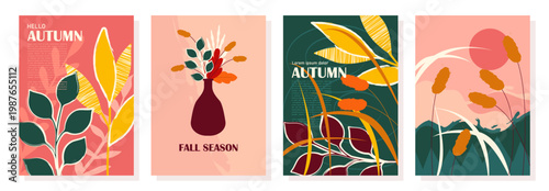 Autumn abstract set. Vector illustration