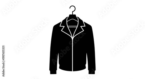 Black Jacket Silhouette on Hanger Vector Illustration
