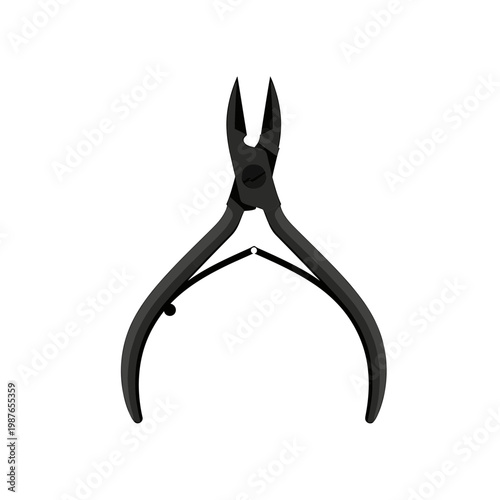 Black Professional Cuticle Nippers Vector Illustration