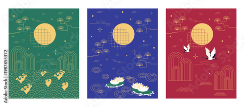 Moonlit oriental designs."" Vector illustration