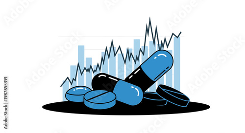 Healthcare Economy and Pharmaceutical Market Statistics Illustration