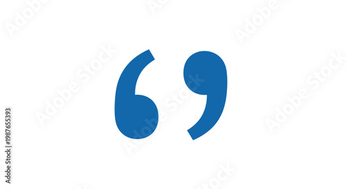 Blue Double Quotation Marks Icon on White Background