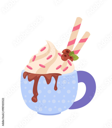 Sweet mug dessert treat. Vector illustration