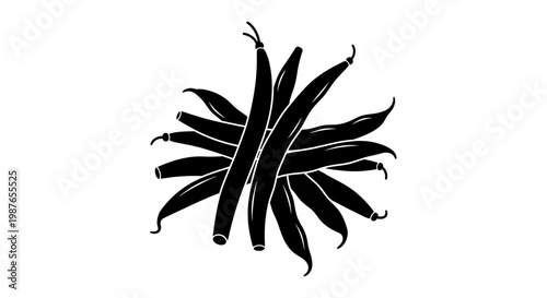 Vector Illustration of Pile of Fresh Green Beans Silhouette