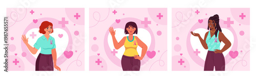 Women with awareness ribbons. Vector illustration