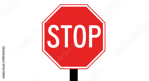 Red Octagonal STOP Sign Vector Illustration Isolated on White