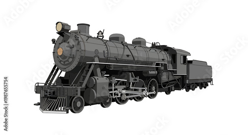 Vintage Steam Locomotive Train Vector Illustration