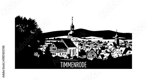 Timmenrode Germany Skyline Black and White Vector Illustration