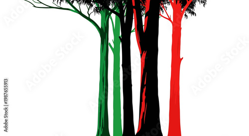 Abstract Eucalyptus Tree Trunks in Flag Colors Vector Illustration