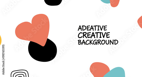 Abstract Vector Background with Hand Drawn Hearts and Shapes