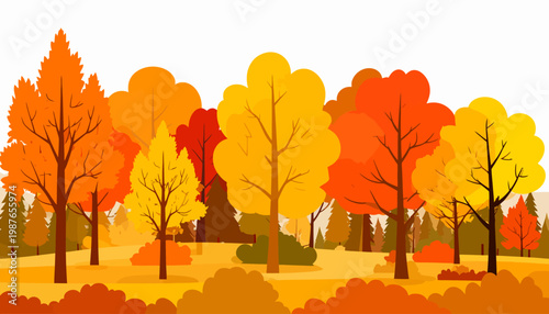 Autumn Forest Landscape Scene