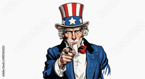 Uncle Sam Pointing USA Recruitment Patriotic Concept