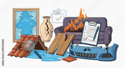 House Fire Disaster Burning Home Emergency Concept