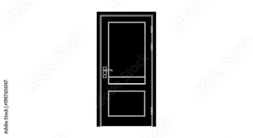 Minimalist black door silhouette vector illustration isolated on white