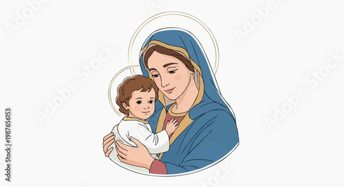 Virgin Mary Motherhood Religious Faith Illustration