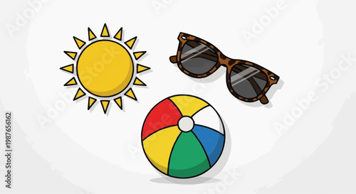 Summer Beach Ball Sunglasses Vacation Holiday Concept