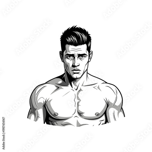 Muscular Man Vector Illustration for Fitness and Bodybuilding