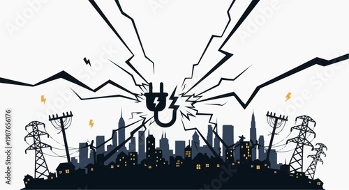 Cyber Attack Electricity Power Grid Failure Concept