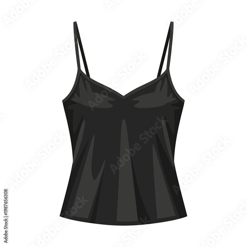 Elegant Women's Black Silk Camisole Top Vector Illustration