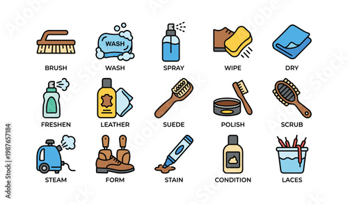 Shoe cleaning essentials: brush, wash, spray, wipe, dry, freshen, leather, suede, polish, scrub