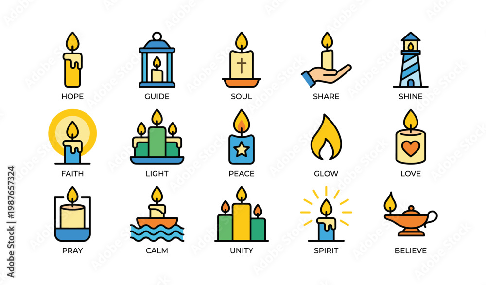 Obraz premium Icons of hope and light: candles symbolizing faith, peace, and unity