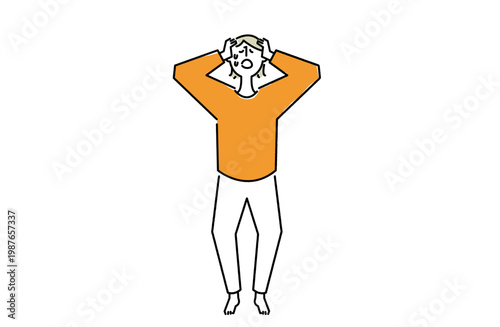 ピンチに陥り頭を抱えて困惑する女性