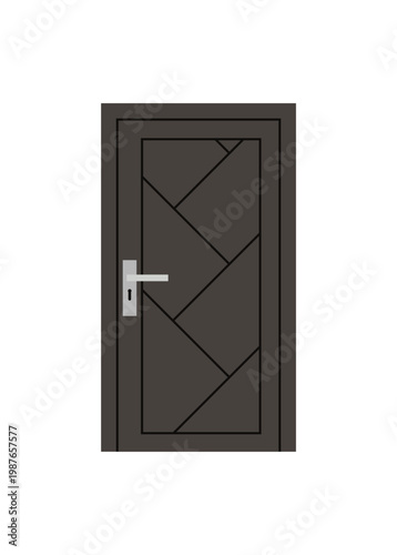 Closed door. Simple flat illustration.
