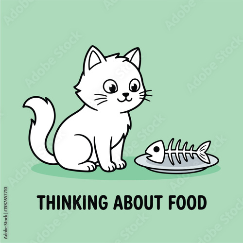 Cartoon Cat and Fish Plate.