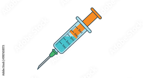 Obraz na plátně A cartoon illustration depicting a medical syringe with visible measurement mark