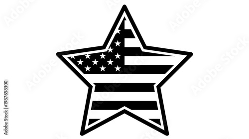 American flag design in a star shape, symbolizing patriotism and national pride, perfect for celebratory graphics