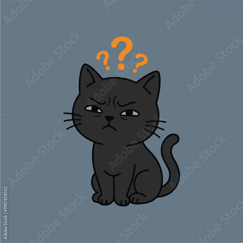 Confused black cartoon cat 2.