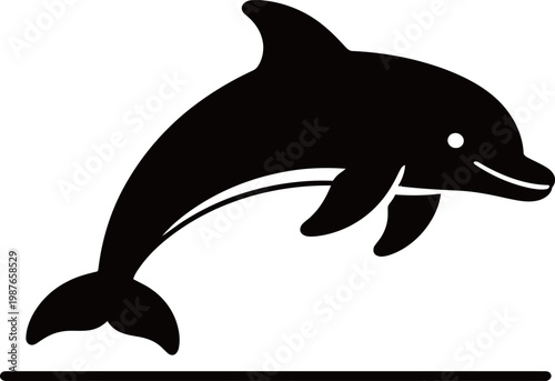 Silhouette of a dolphin leaping above water