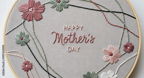 Modern Minimalist Embroidery Hoop Mother’s Day Design