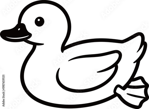 Bilde på lerret Simple line drawing of a duck in profile view, featuring a rounded body, webbed feet, and a beak