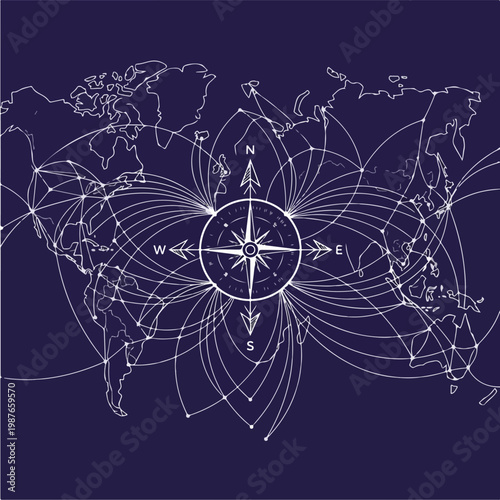 Navigation Map with Compass.