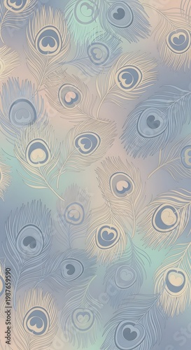 Elegant Feather Pattern with Heart Motifs for Fashion or Decor