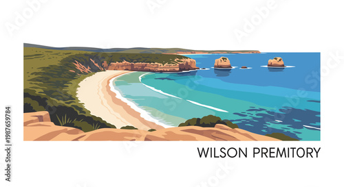 Wilsons Promontory National Park Coastal Landscape Illustration