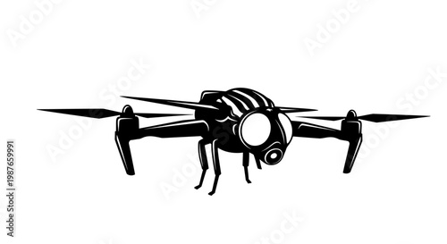 Futuristic Fly Drone Vector Illustration for Surveillance Concept
