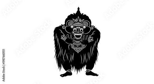 Balinese Barong Mask Traditional Indonesian Mythical Creature Vector