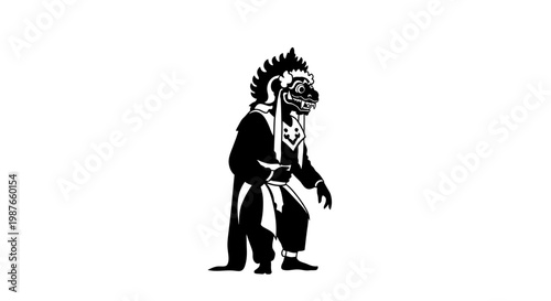 Balinese Barong Dancer Traditional Mask Illustration