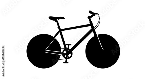 Black Bicycle Silhouette Vector Illustration on White Background
