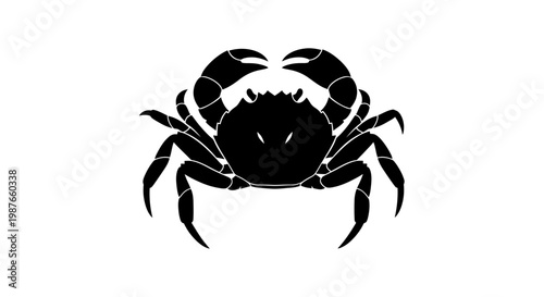 Crab Silhouette Vector Illustration Isolated on White Background