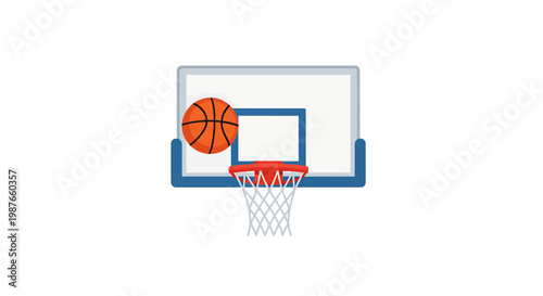 Basketball Hoop and Ball Vector Illustration Isolated