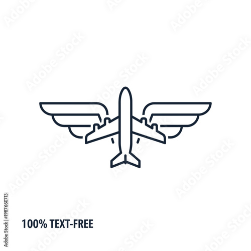 Minimalist Line Art Vector Illustration of Airplane with Large Wings