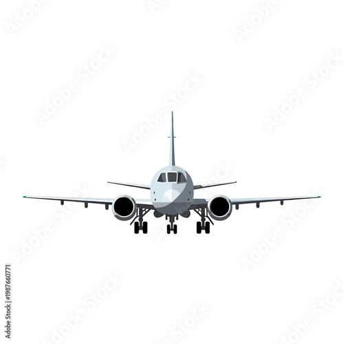 Front View Illustration of a Commercial Passenger Airplane Vector