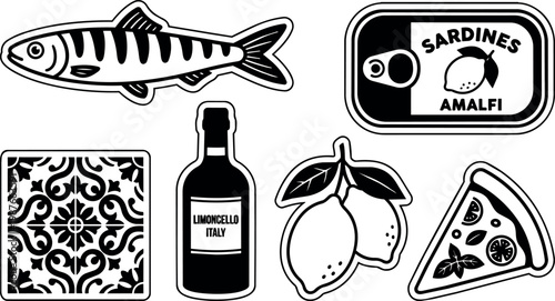 Sardine can lemon limoncello tile and pizza slice