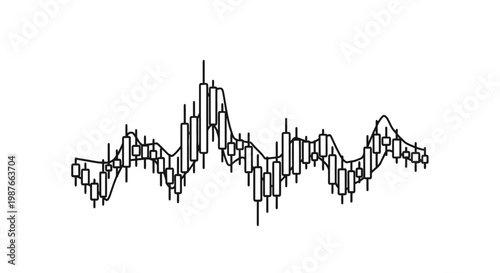 Black and White Stock Market Candlestick Chart Vector Illustration