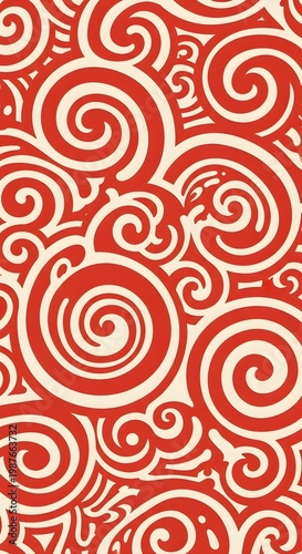 Red and White Swirling Pattern Background for Decorative Use